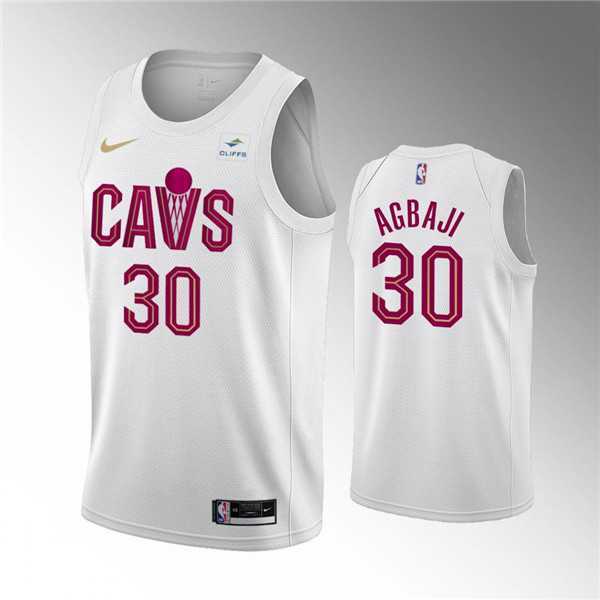 Mens Cleveland Cavaliers #30 Ochai Agbaji White Association Edition Stitched Basketball Jersey Dzhi